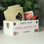 Personalised Santa Paws White Wooden Crate for Christmas