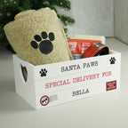 Personalised Santa Paws White Wooden Crate for Christmas