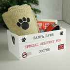 Personalised Santa Paws White Wooden Crate for Christmas