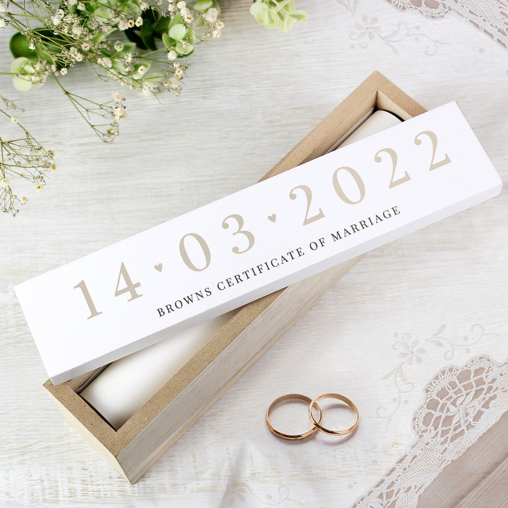 Personalised Special Date Wooden Certificate Holder | Keepsakes | Wedding Gift
