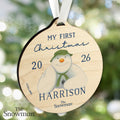 Personalised The Snowman My First Christmas Round Wooden Decoration |  | Inspired Creative Gifts