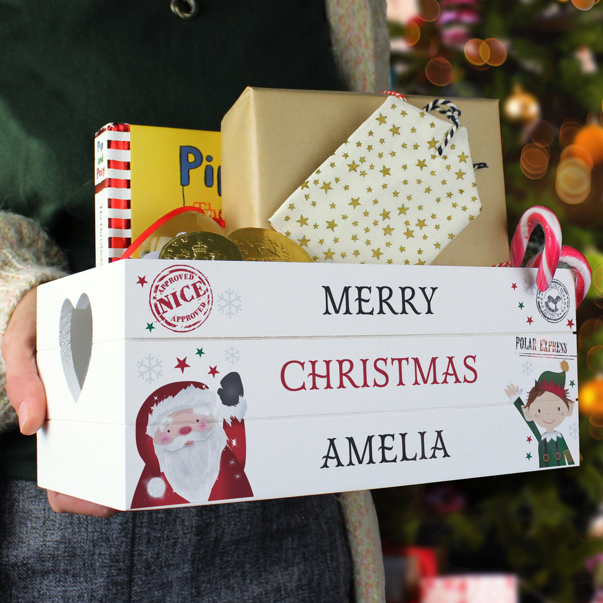 Personalised Christmas White Wooden Crate | Storage