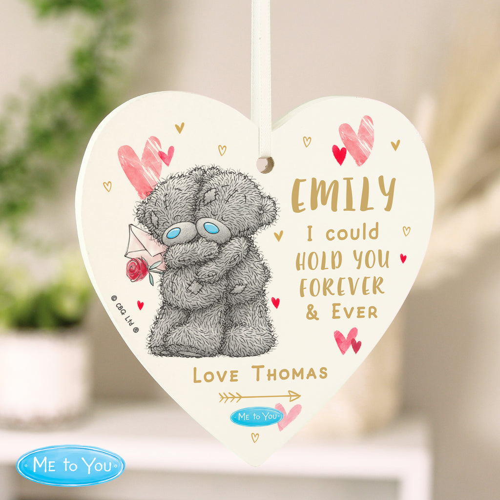 Personalised Me To You Hold You Forever Wooden Heart Decoration | Valentine's Day Gift