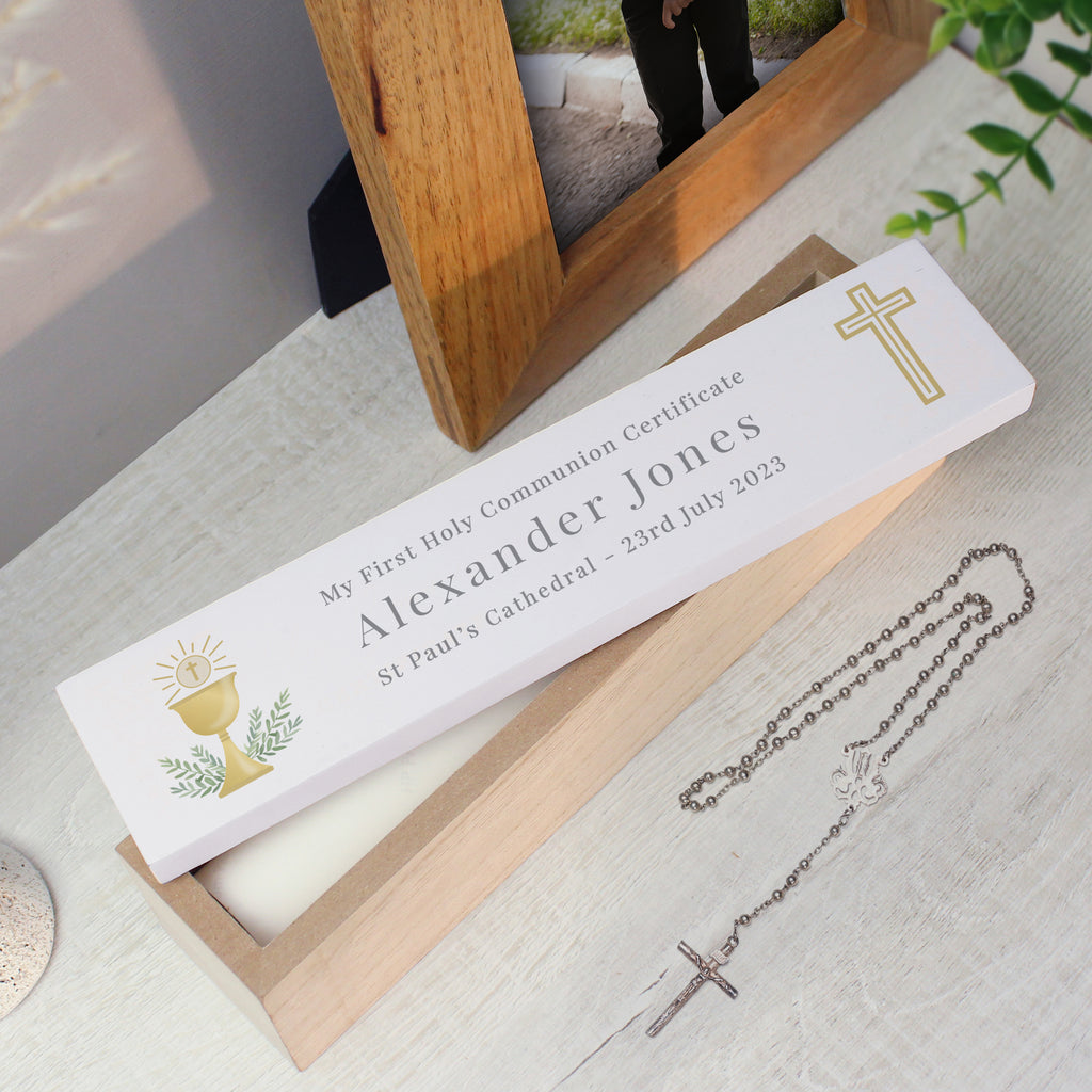 Personalised Religious Wooden Certificate Holder | Keepsakes