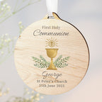 Personalised First Holy Communion Round Wooden Decoration | Hanging Decorations & Signs