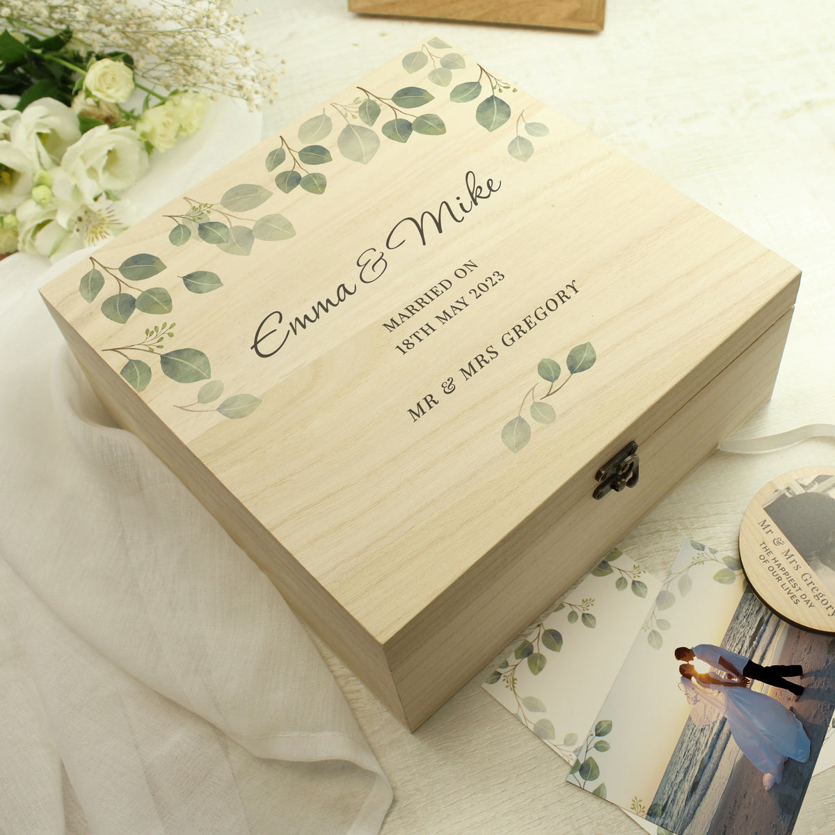 Personalised Botanical Wooden Keepsake box | Trinket, Jewellery & Keepsake Boxes