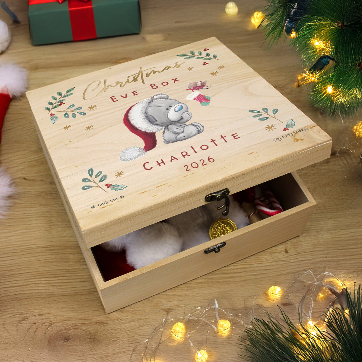 Personalised Winter Christmas Eve Tiny Tatty Teddy Large Wooden Keepsake Box | Trinket, Jewellery & Keepsake Boxes | Christmas Gift