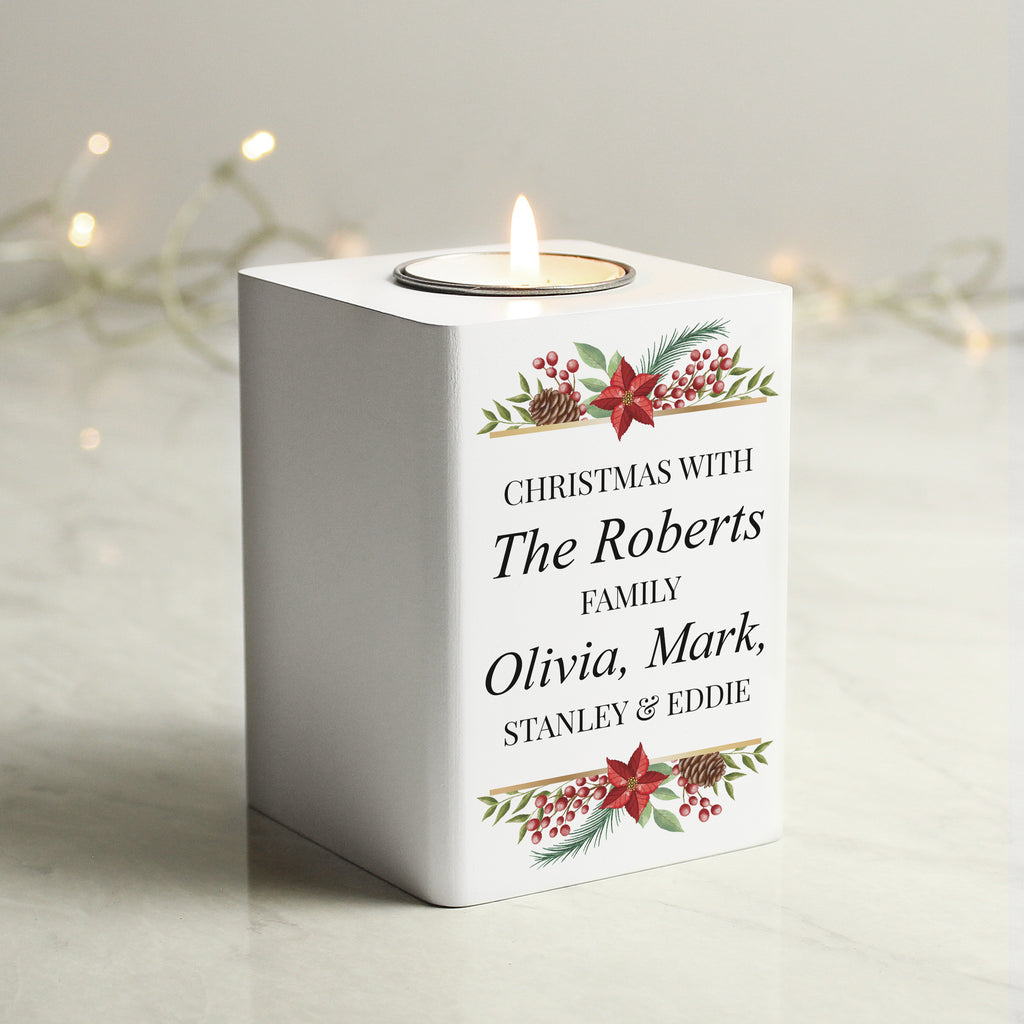 Personalised Christmas Wooden Tealight Holder for Christmas