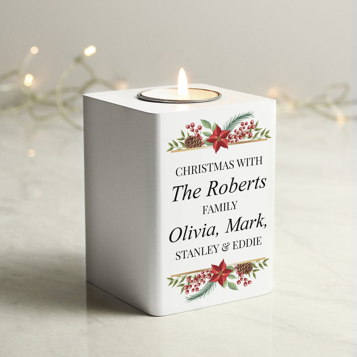 Personalised Christmas Wooden Tealight Holder for Christmas