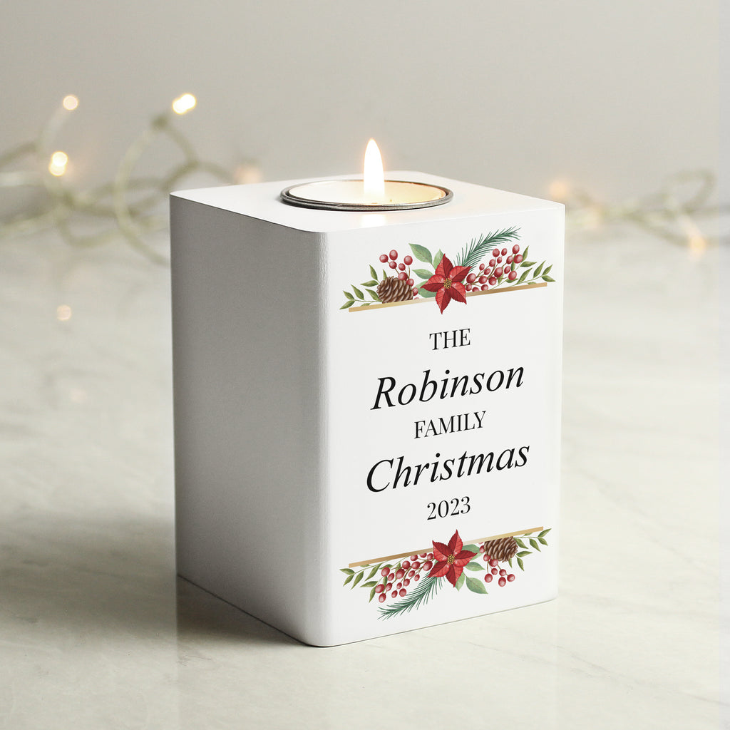 Personalised Christmas Wooden Tealight Holder for Christmas