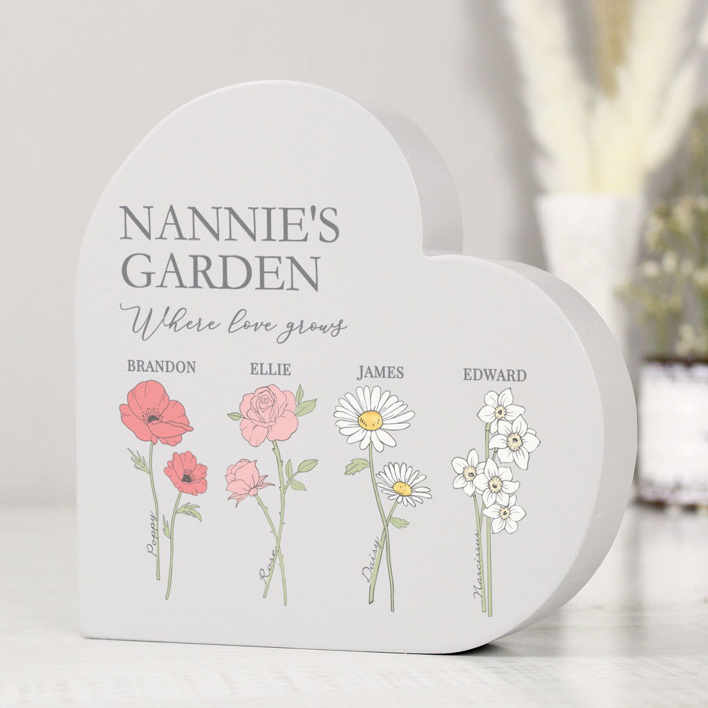 Personalised Flower of the Month Family Heart Ornament | Ornaments | Inspired Creative Gifts