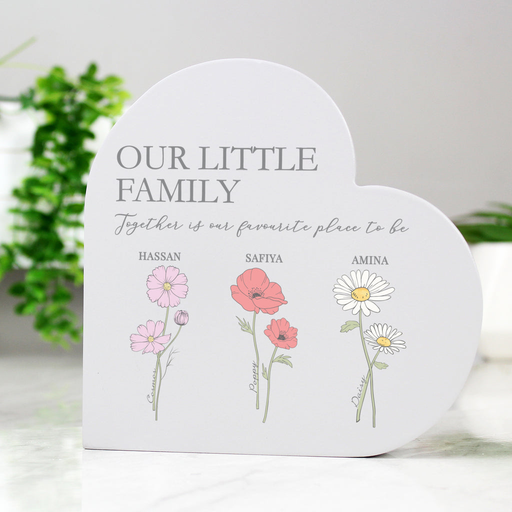 Personalised Flower of the Month Family Heart Ornament | Ornaments | Inspired Creative Gifts