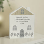 Personalised Grey Wooden House Ornament | Christmas Gift