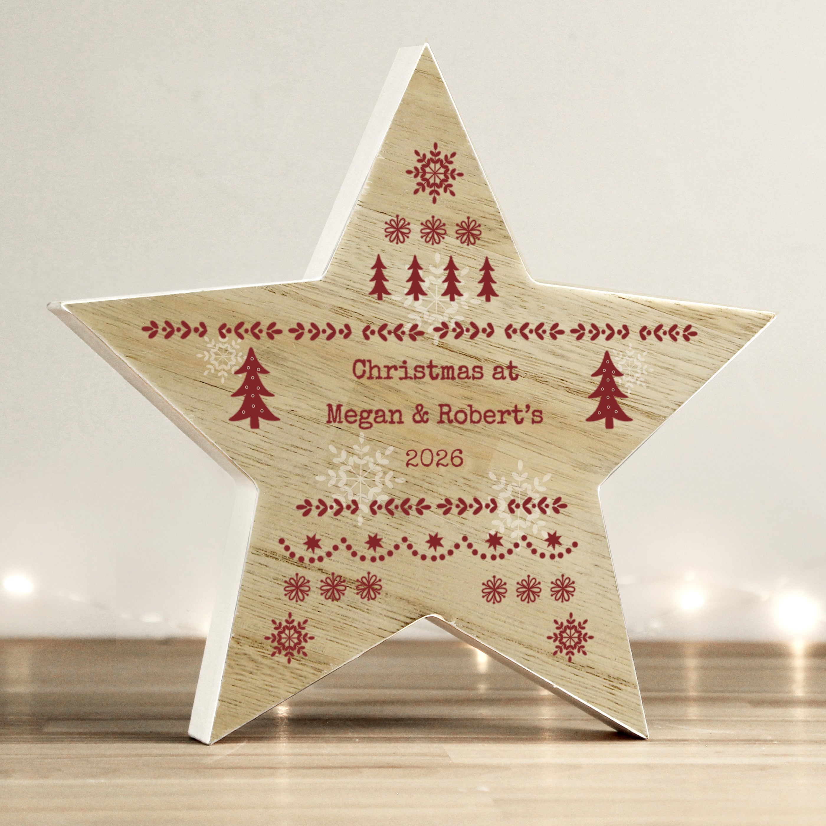 Personalised Christmas Fair Isle Wooden Star Ornament |  | Inspired Creative Gifts