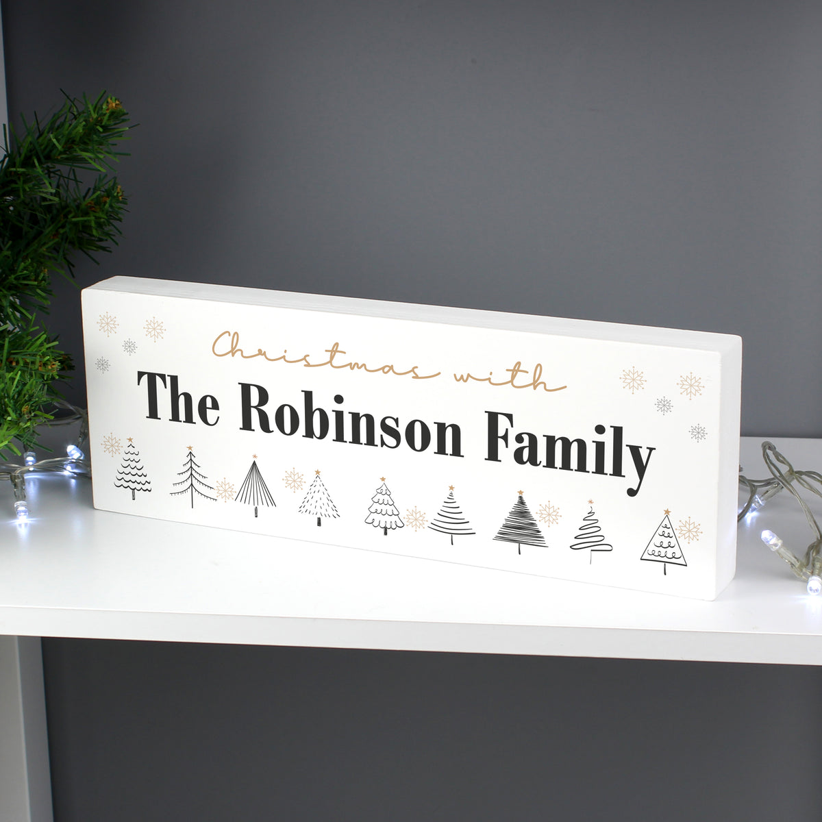 Personalised Christmas Tree Wooden Mantel Decoration for Christmas