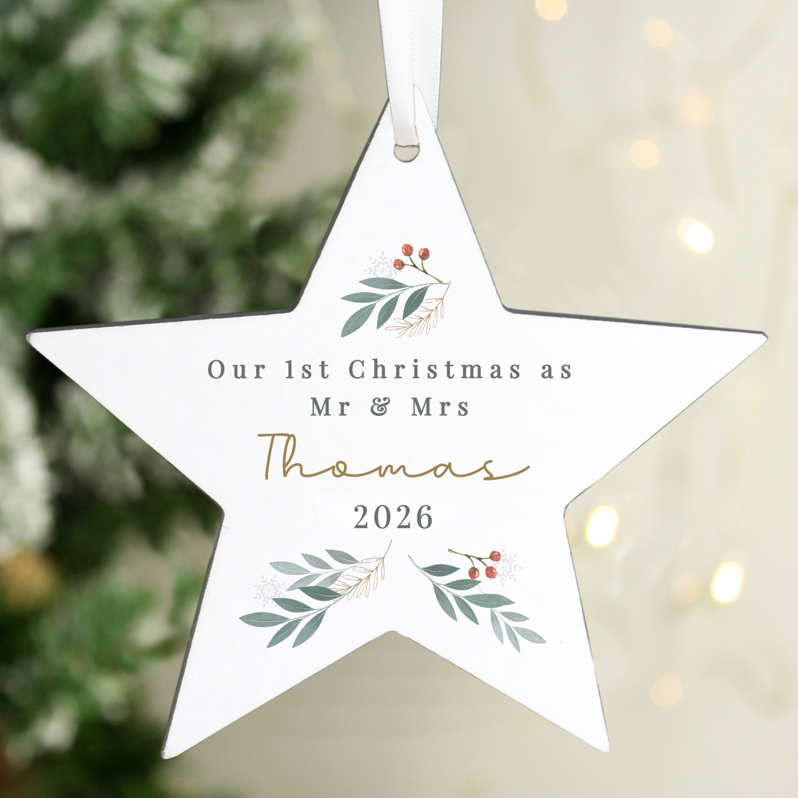 Personalised Christmas Foliage Hanging Star Decoration |  | Inspired Creative Gifts