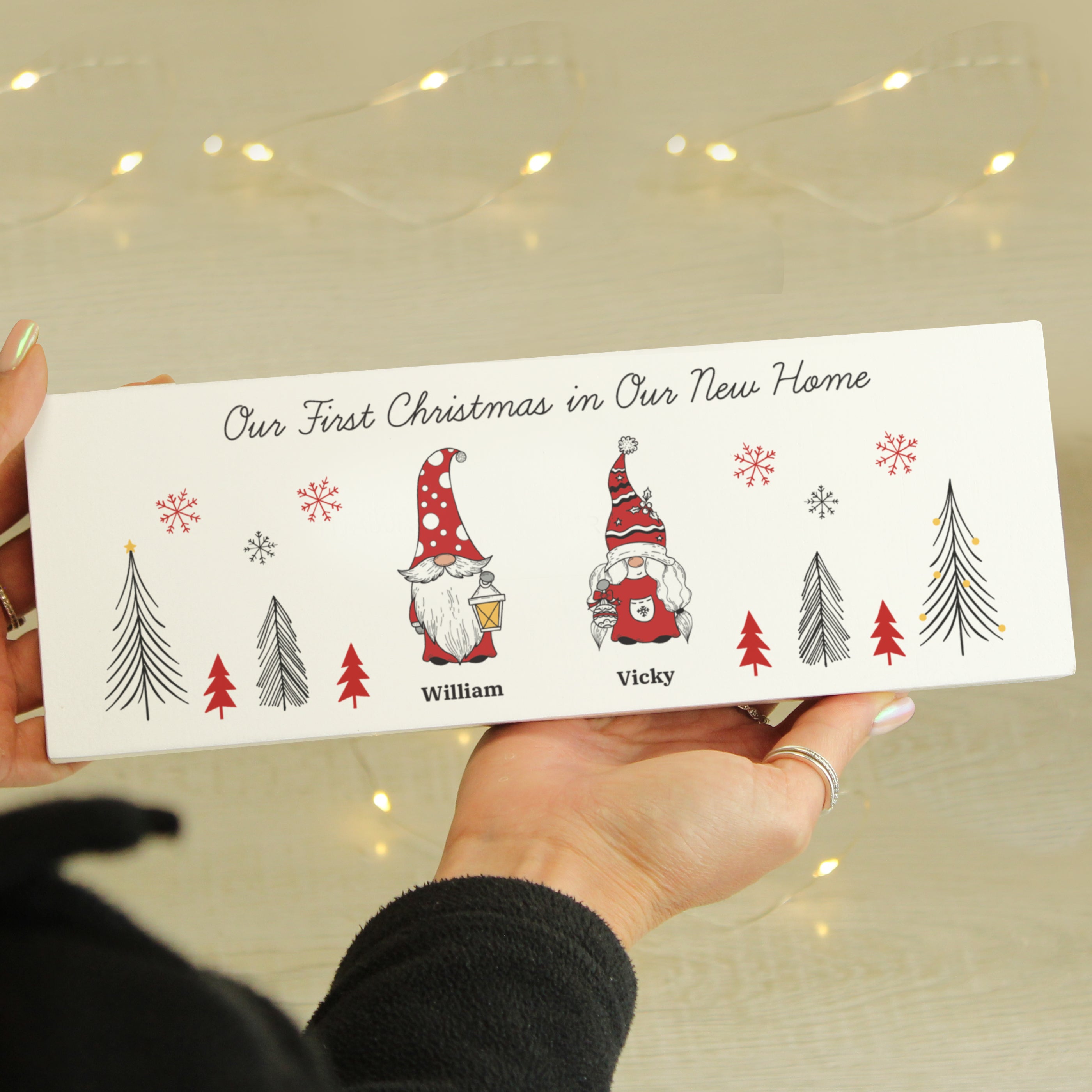Personalised Gonk Family Christmas Wooden Mantel Decoration |  | Inspired Creative Gifts
