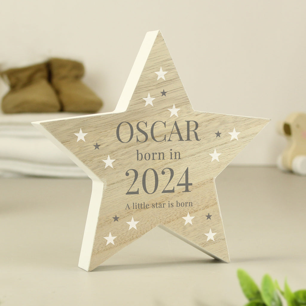 Personalised Born In Wooden Star Ornament | Ornaments | Inspired Creative Gifts