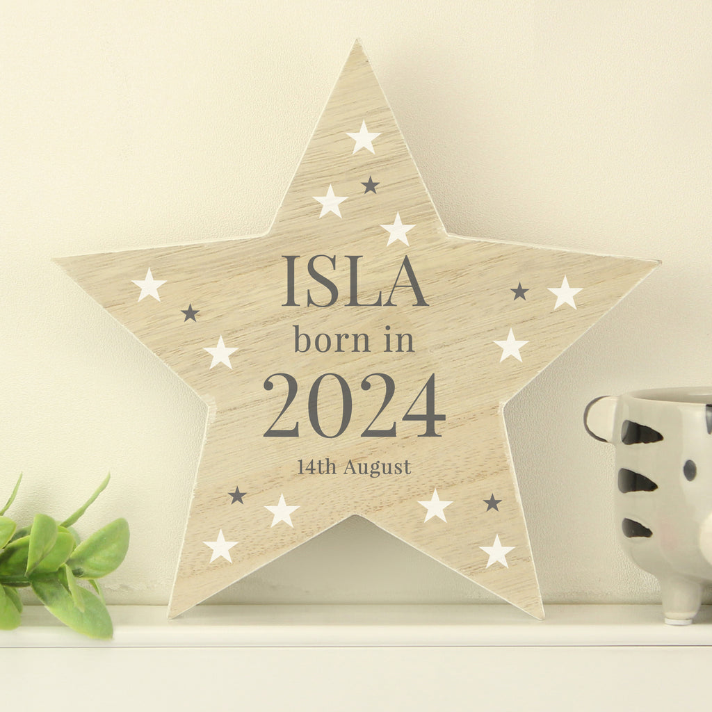 Personalised Born In Wooden Star Ornament | Ornaments | Inspired Creative Gifts