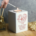 Personalised 40th Ruby Wedding Anniversary Tea Light Holder | Candles & Reed Diffusers | Wedding Gift