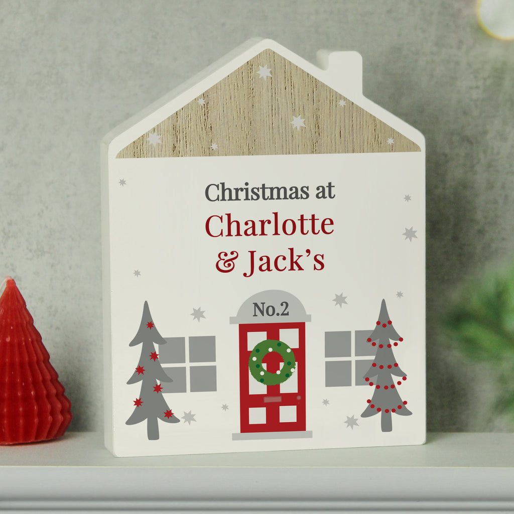 Personalised Christmas Wooden House Ornament for Christmas
