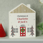 Personalised Christmas Wooden House Ornament for Christmas