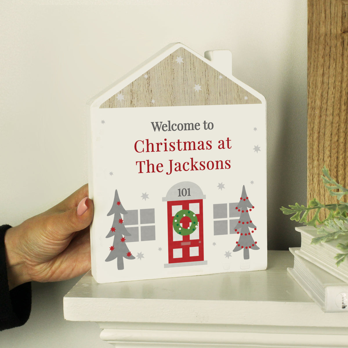 Personalised Christmas Wooden House Ornament for Christmas