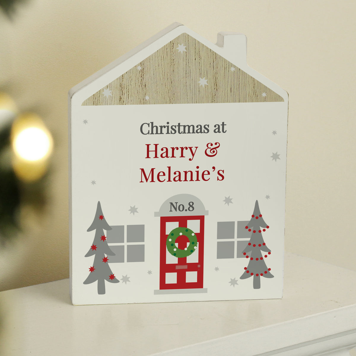 Personalised Christmas Wooden House Ornament for Christmas