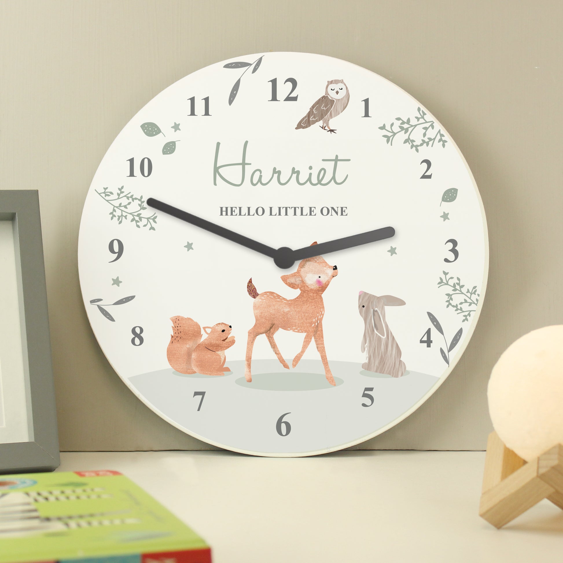 Personalised Woodland Animals Wooden Nursery Clock - Clocks & Watches - Inspired Creative Gifts