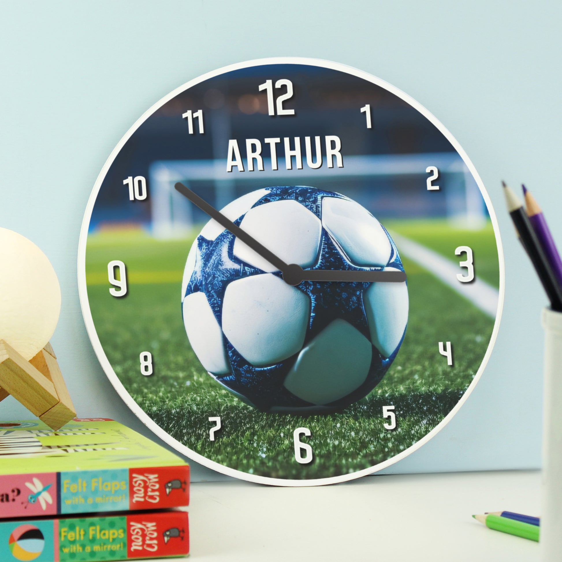 Personalised Football Wooden Childrens Clock - Wall Clock - Inspired Creative Gifts