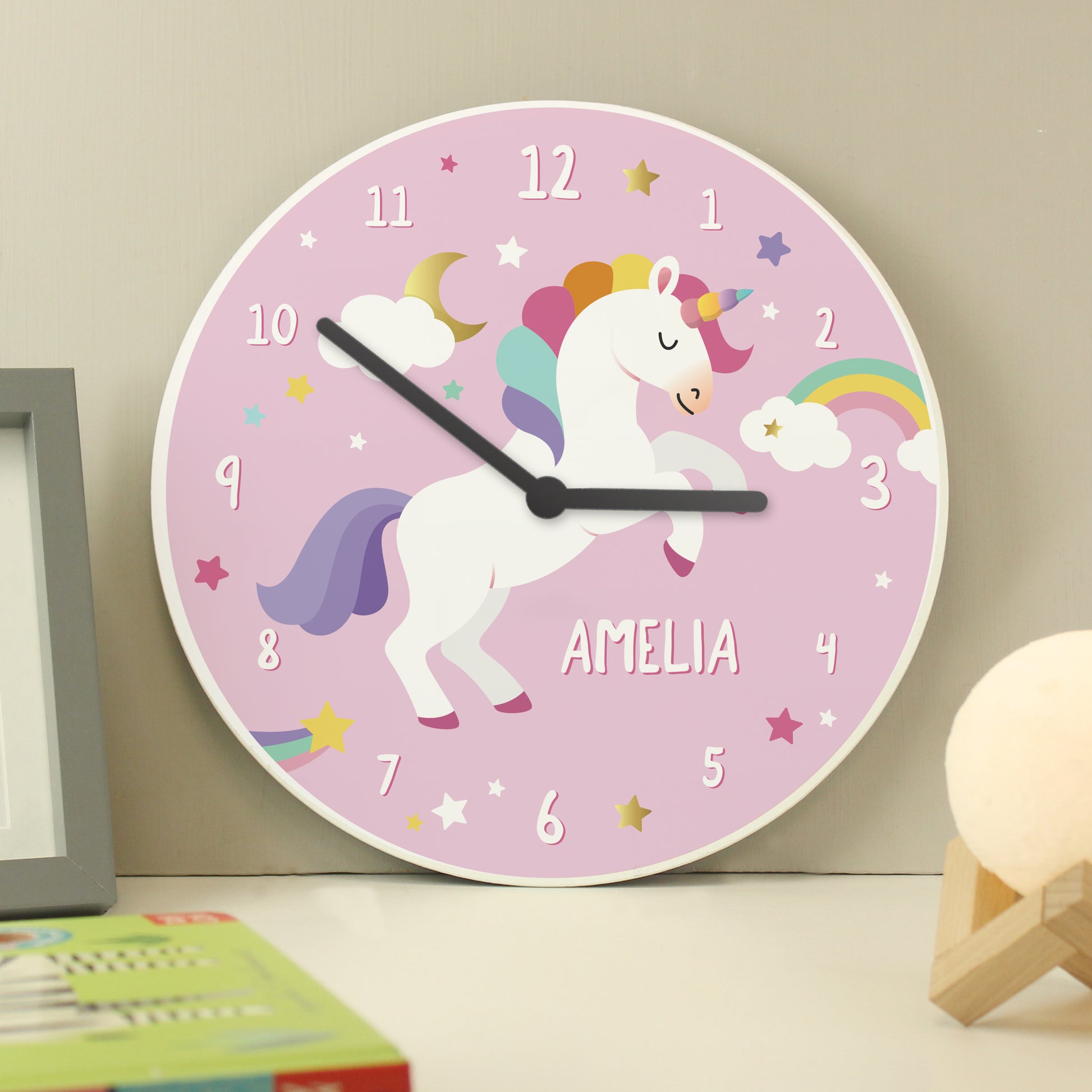 Personalised Unicorn Wooden Childrens Clock - Wall Clock - Inspired Creative Gifts