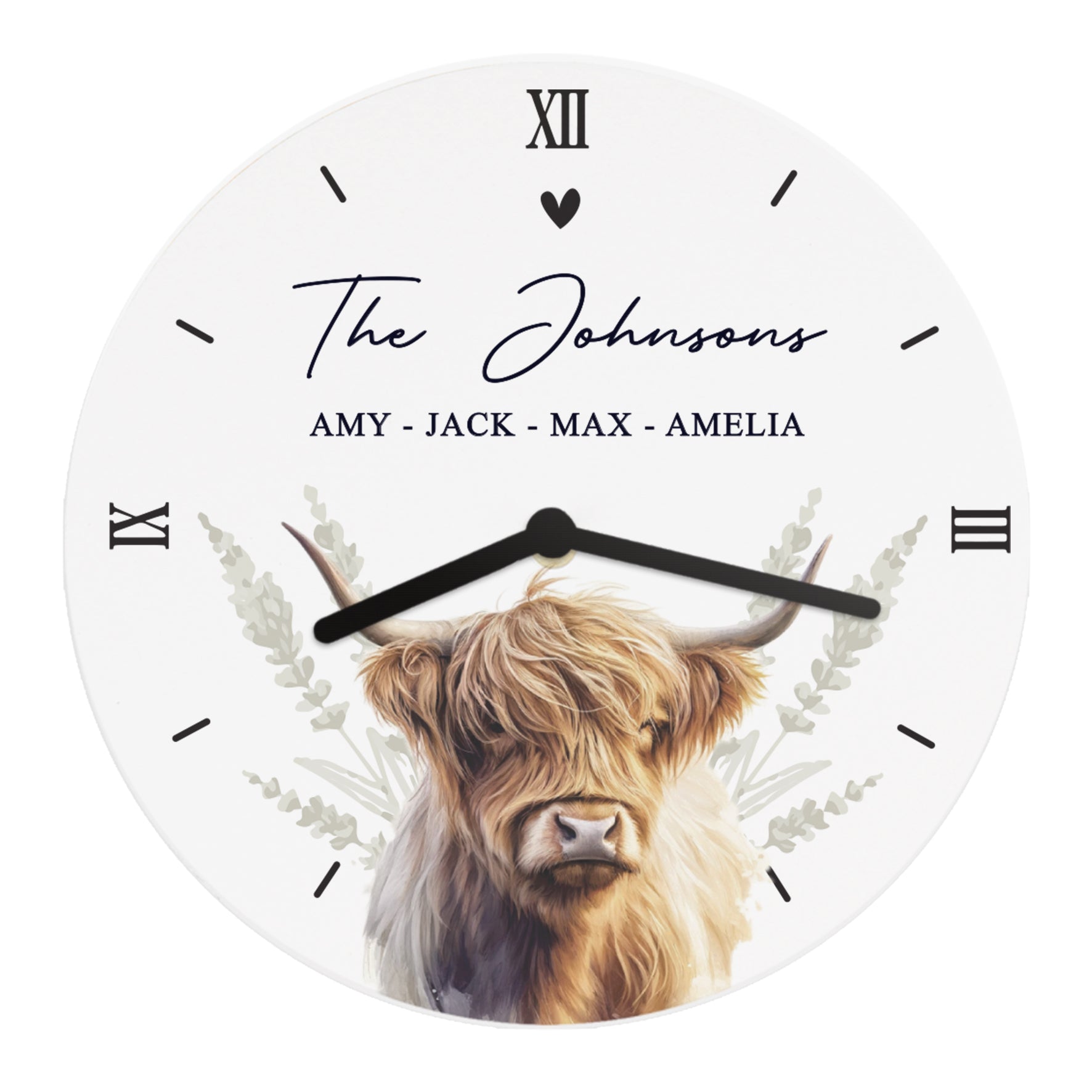 Personalised Highland Cow Wooden Clock - Clocks & Watches - Inspired Creative Gifts