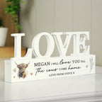 Personalised Highland Cow LOVE Wooden Ornament | Ornaments | Inspired Creative Gifts