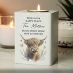 Personalised Highland Cow Wooden Tealight Holder | LED Lights, Candles & Decorations | Inspired Creative Gifts