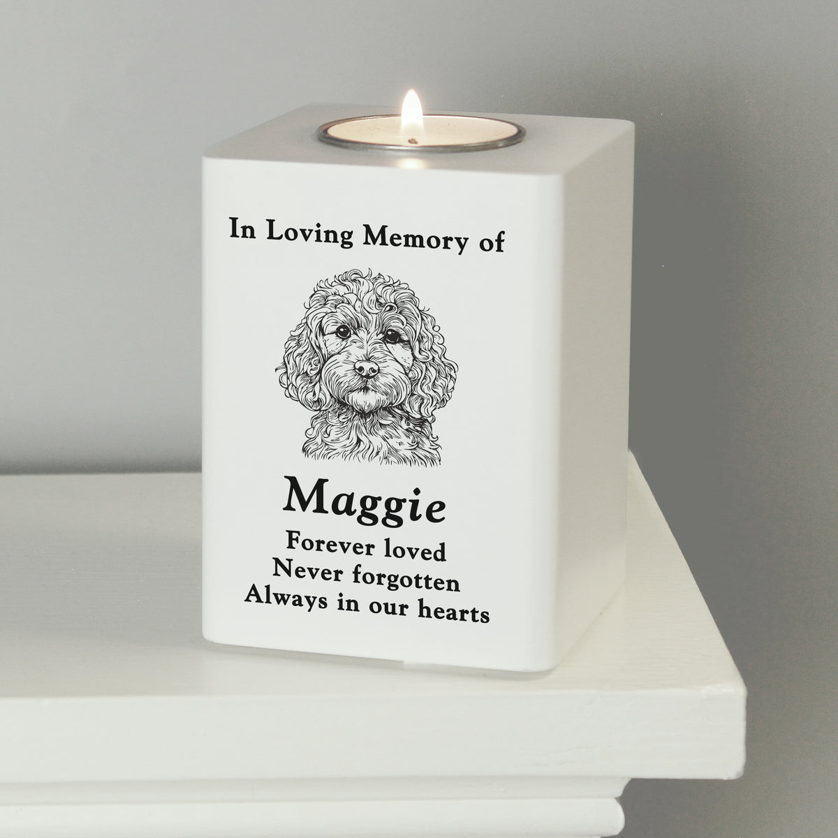 Personalised Dog Breed Memorial Tealight Holder | Candles & Reed Diffusers