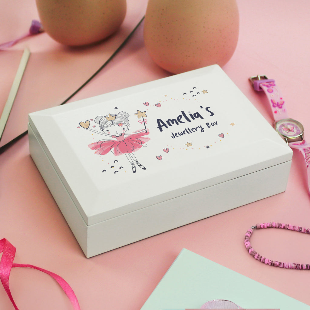 Personalised Princess Ballerina Wooden Jewellery Box | Gift for Her