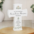 Personalised Botanical Cross Wooden Ornament for Christening