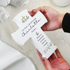 Personalised Botanical Cross Wooden Ornament for Christening