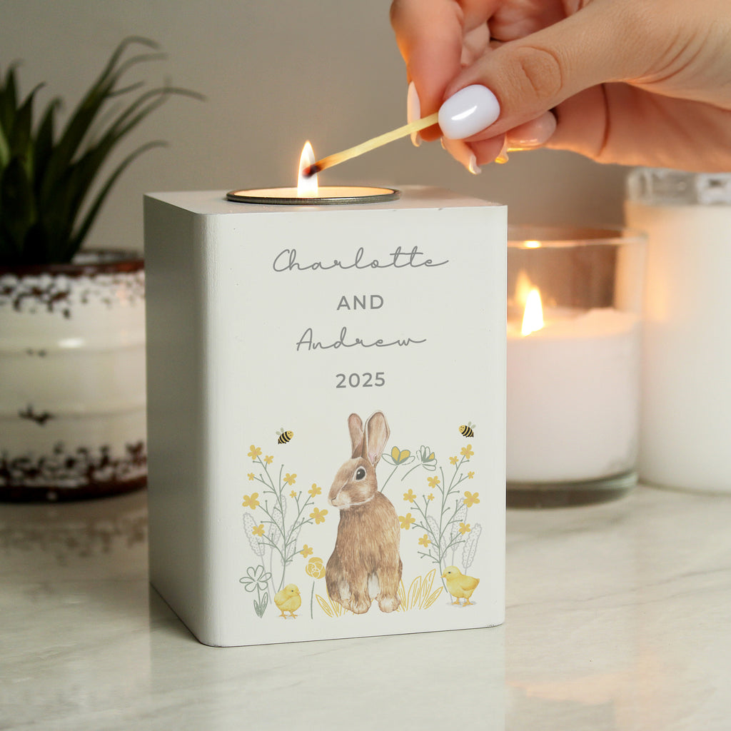 Personalised Spring Bunny Tealight Holder | Candles & Reed Diffusers