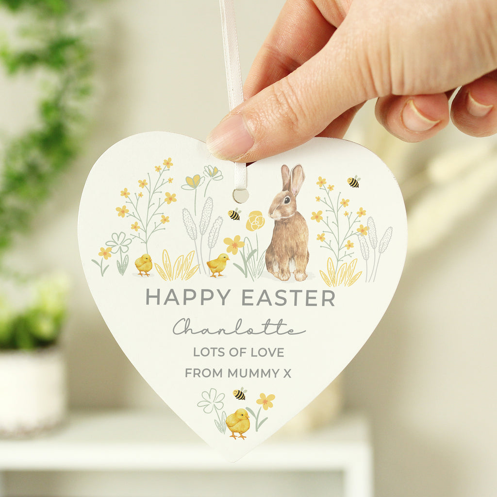 Personalised Spring Bunny Wooden Heart Ornament | Hanging Decorations & Signs | Inspired Creative Gifts