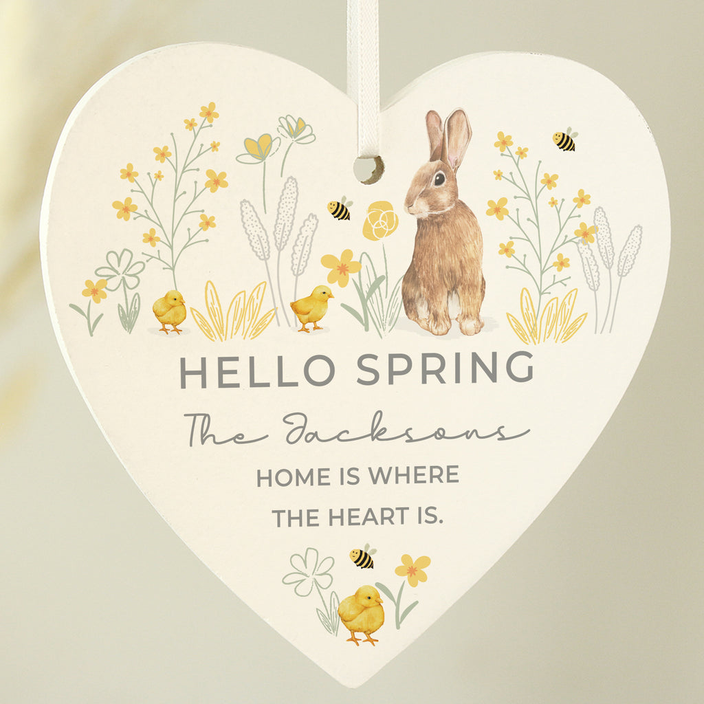 Personalised Spring Bunny Wooden Heart Ornament | Hanging Decorations & Signs | Inspired Creative Gifts