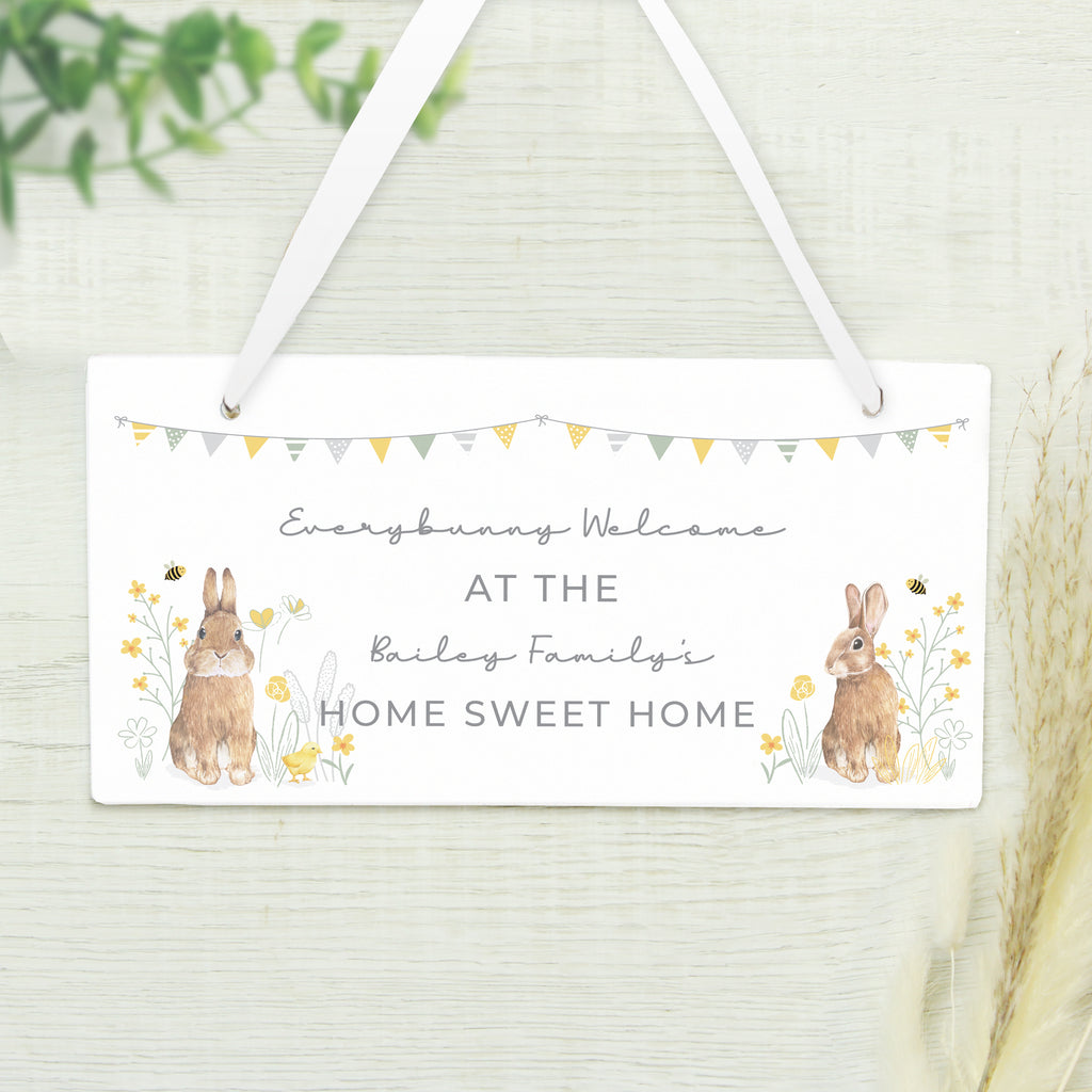 Personalised Spring Bunny Wooden Sign | Easter Gift