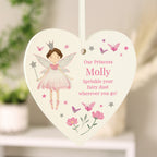 Personalised Fairy Princess Hanging Heart Ornament for Christmas