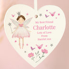 Personalised Fairy Princess Hanging Heart Ornament for Christmas