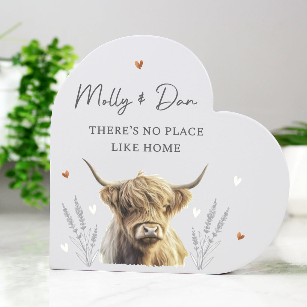 Personalised Highland Cow Wooden Heart Ornament | Ornaments