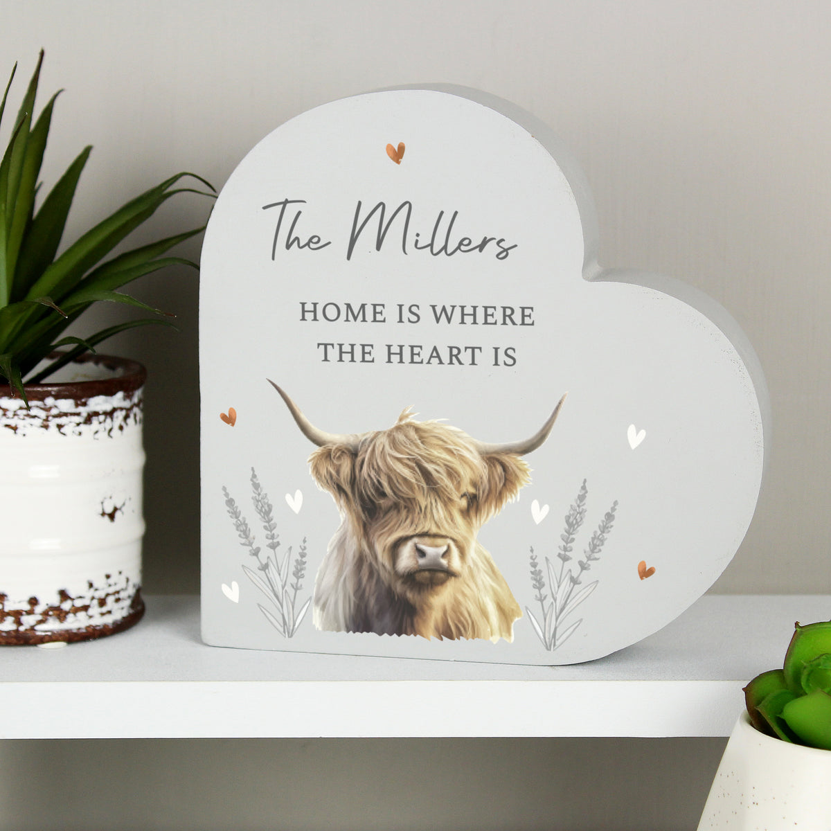 Personalised Highland Cow Wooden Heart Ornament | Ornaments