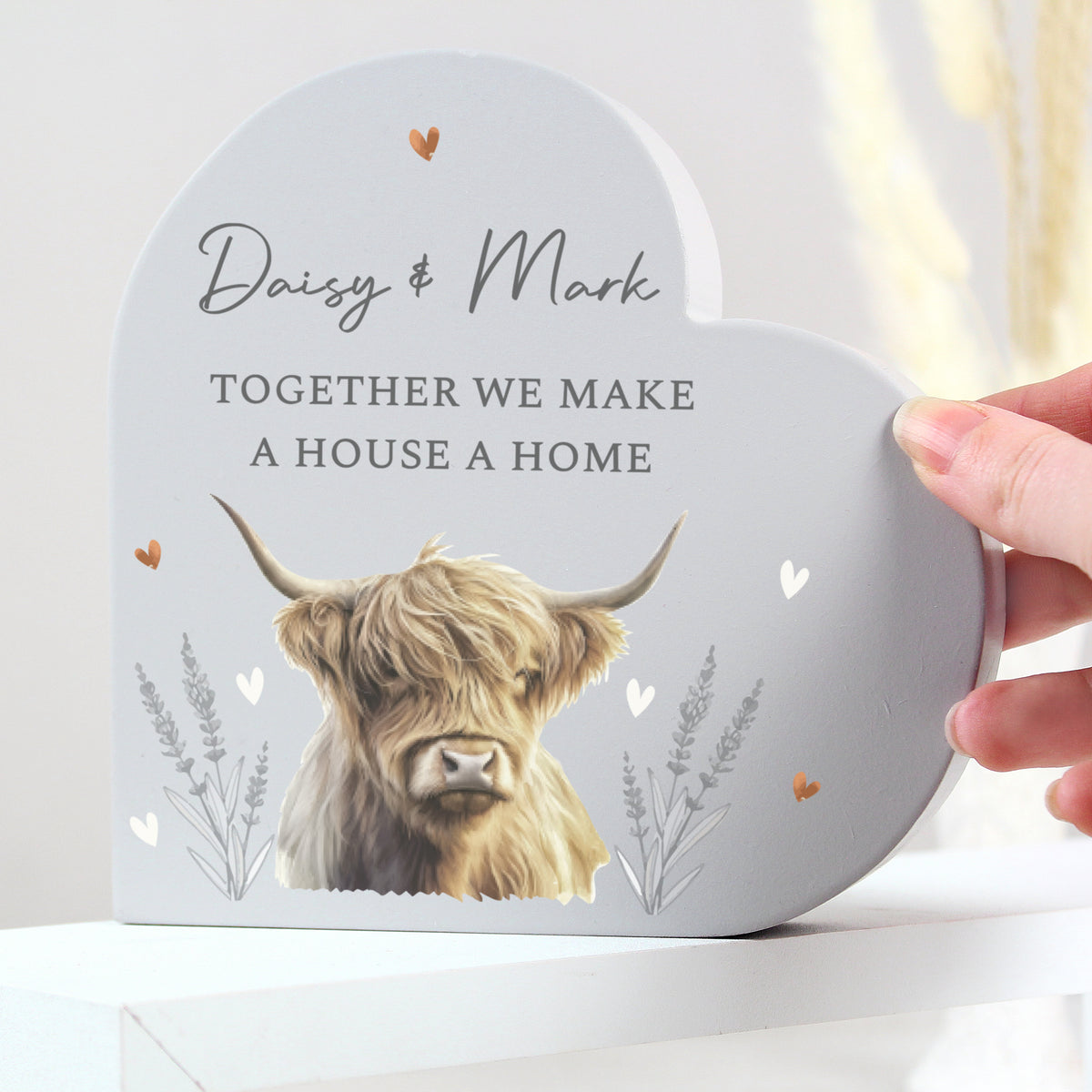 Personalised Highland Cow Wooden Heart Ornament | Ornaments