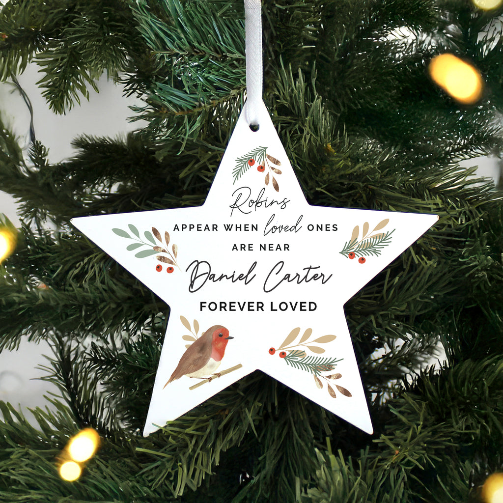 Personalised Robin Memorial Star Ornament | Christmas Gift