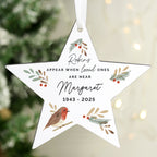 Personalised Robin Memorial Star Ornament | Christmas Gift