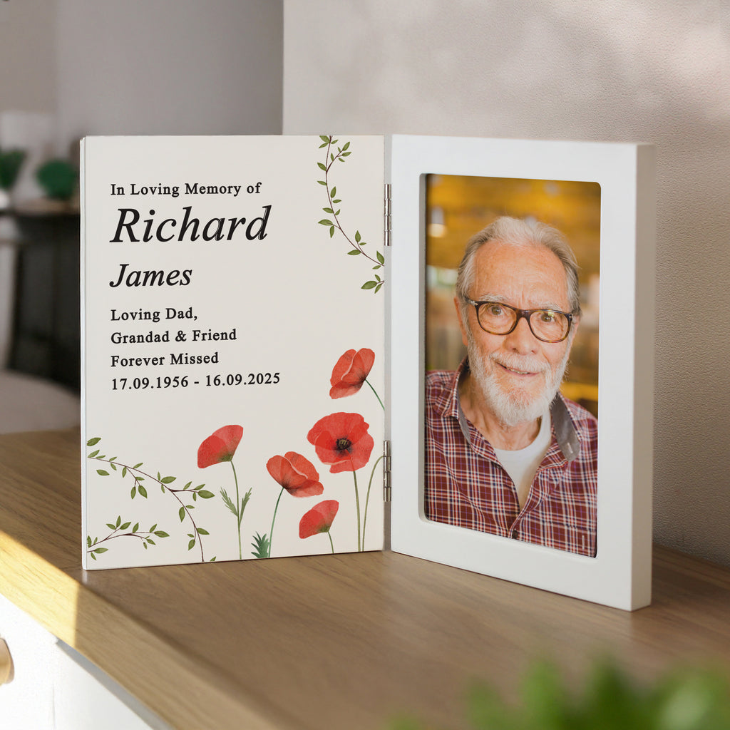 Personalised Memorial Wooden Hinged 6x4 Photo Frame | Photo Frames, Albums and Guestbooks